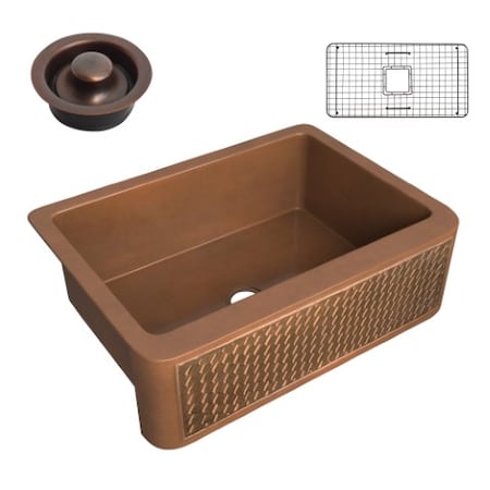Anzzi Edessa Farmhouse Handmade 30" Kitchen Sink in Polished Antique Copper SK-016